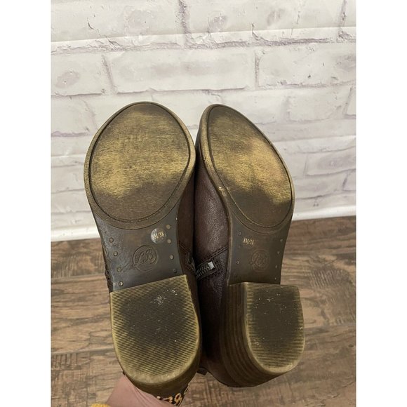 Lucky Brand Basel Bootie Size 8M Dark Brown Double Zippers Chunky Heal Leather - Picture 5 of 16